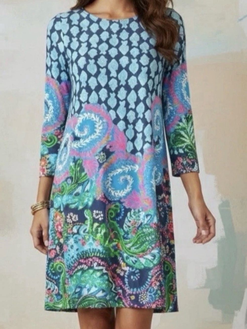 Lilly Pulitzer Ophelia Swing Dress Womens Large Blue ride the wave Fish NWT